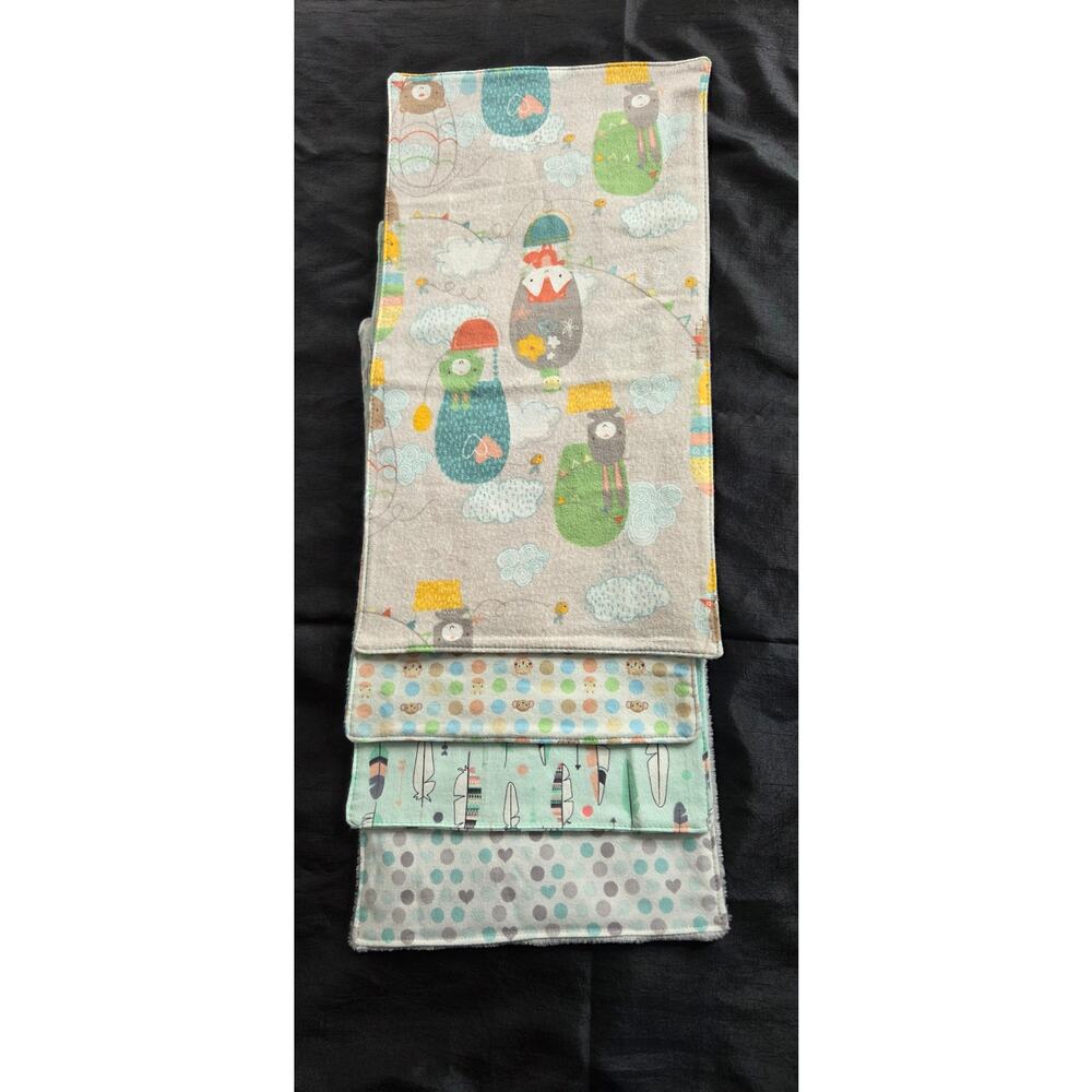 Lot of 4 Handmade OOAK Baby Burp Cloths